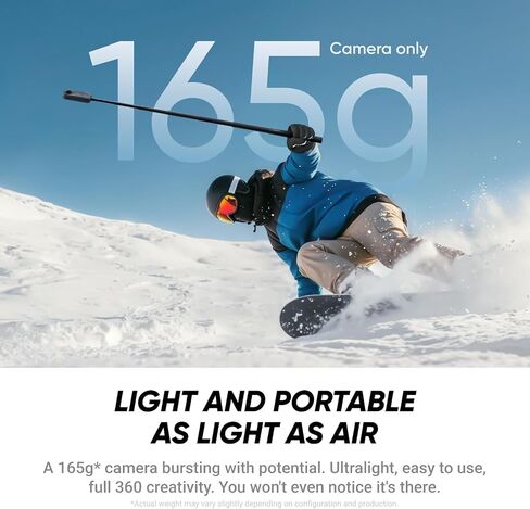 Insta360 X4 Air Essentials Bundle | Lightest 8K 360 Waterproof Action Camera for Epic Adventures, Replaceable Lenses| Bundle Includes Extra Battery, Invisible Selfie Stick, Lens Cap(256GB) in Kuwait