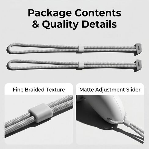 2PCS Controller Wrist Straps Compatible with Meta Quest 3 Quest 3S Adjustable Light Gray Hand Strap Replacement for VR Gaming Accessories Premium Polyester and ABS in Kuwait