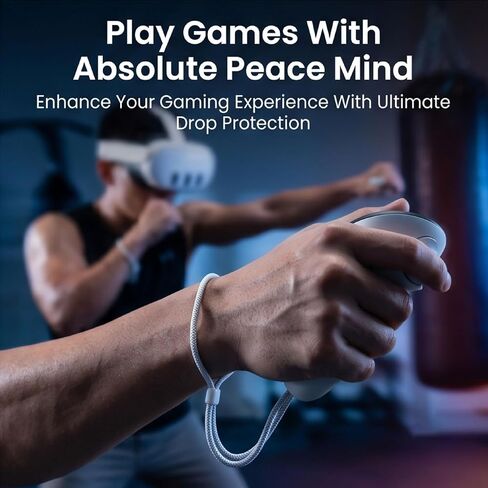 2PCS Controller Wrist Straps Compatible with Meta Quest 3 Quest 3S Adjustable Light Gray Hand Strap Replacement for VR Gaming Accessories Premium Polyester and ABS in Kuwait