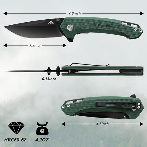 FLISSA Pocket Folding Knife with Liner Lock and Pocket Clip(Green) in Kuwait