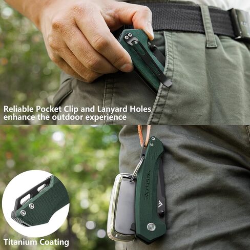 FLISSA Pocket Folding Knife with Liner Lock and Pocket Clip(Green) in Kuwait