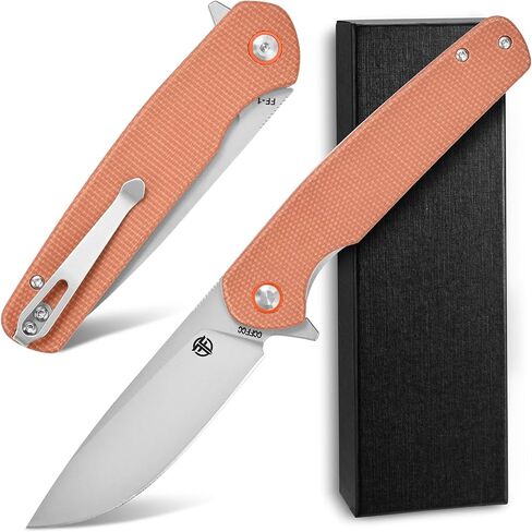 CCFFCC FF1 Folding Knife K110 Steel Blade Micarta Handle EDC Tool Knife for Outdoor Camping Hiking Hunting Fishing(Brown) in Kuwait