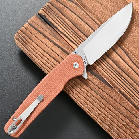 CCFFCC FF1 Folding Knife K110 Steel Blade Micarta Handle EDC Tool Knife for Outdoor Camping Hiking Hunting Fishing(Brown) in Kuwait