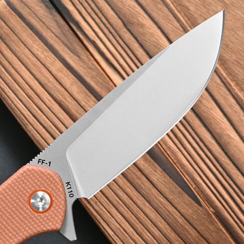 CCFFCC FF1 Folding Knife K110 Steel Blade Micarta Handle EDC Tool Knife for Outdoor Camping Hiking Hunting Fishing(Brown) in Kuwait