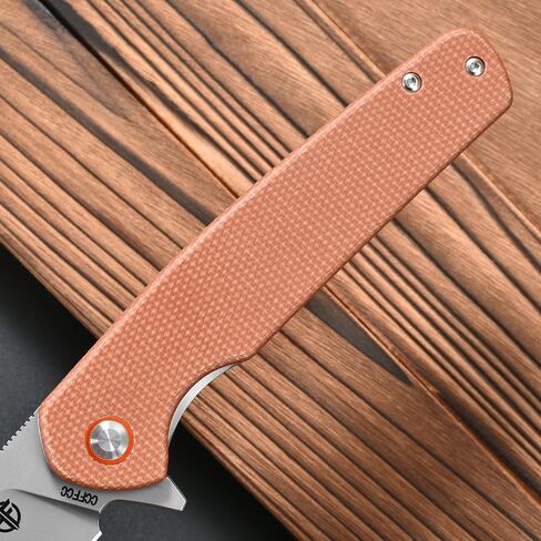 CCFFCC FF1 Folding Knife K110 Steel Blade Micarta Handle EDC Tool Knife for Outdoor Camping Hiking Hunting Fishing(Brown) in Kuwait