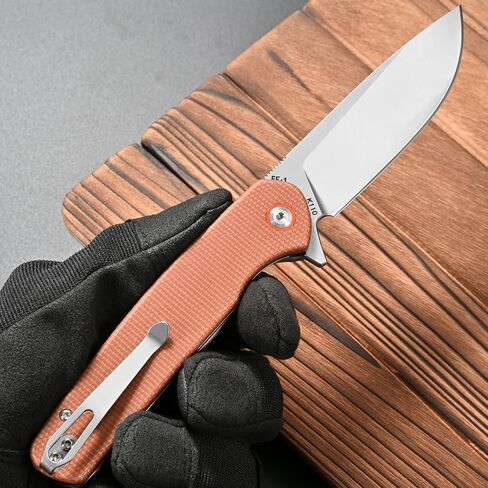 CCFFCC FF1 Folding Knife K110 Steel Blade Micarta Handle EDC Tool Knife for Outdoor Camping Hiking Hunting Fishing(Brown) in Kuwait