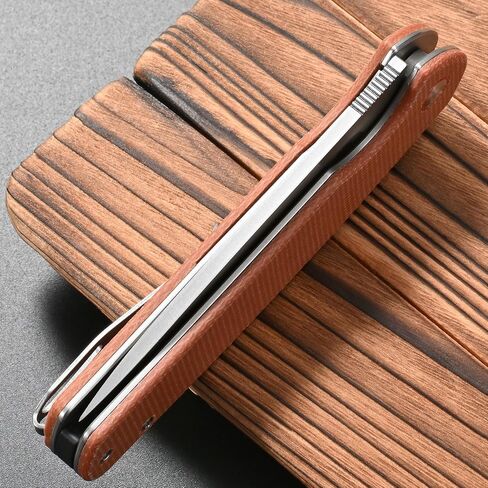 CCFFCC FF1 Folding Knife K110 Steel Blade Micarta Handle EDC Tool Knife for Outdoor Camping Hiking Hunting Fishing(Brown) in Kuwait