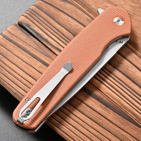 CCFFCC FF1 Folding Knife K110 Steel Blade Micarta Handle EDC Tool Knife for Outdoor Camping Hiking Hunting Fishing(Brown) in Kuwait