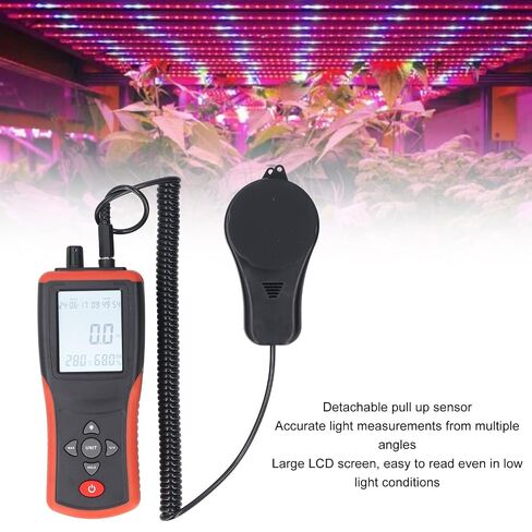 Digital Light Meter, Accurate Handheld Meter with Removable Sensor LCD Backlight 0.1 to Fc Temperature Humidity Reading for Plants Photography PC 1 Pack in Kuwait