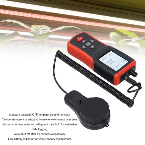 Digital Light Meter, Accurate Handheld Meter with Removable Sensor LCD Backlight 0.1 to Fc Temperature Humidity Reading for Plants Photography PC 1 Pack in Kuwait