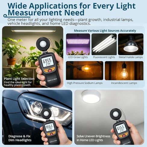 Digital Light Meter, 200,000 Lux/FC Meter for Plants & Lighting in Kuwait