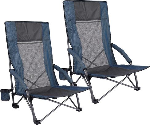 REDCAMP High Back Low Beach Chair for Adults, Navy in Kuwait