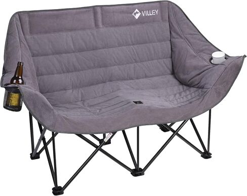 VILLEY Oversized Double Camping Chair, Heavy-Duty Folding Loveseat in Kuwait