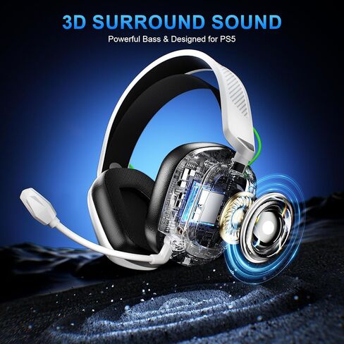 2.4GHz Wireless Gaming Headset for Xbox Series X/S, Xbox One, PS4, PS5, Switch, PC, Low Latency, 3D Surround Sound, Noise-Canceling Mic, 50+ Hr Battery in Kuwait