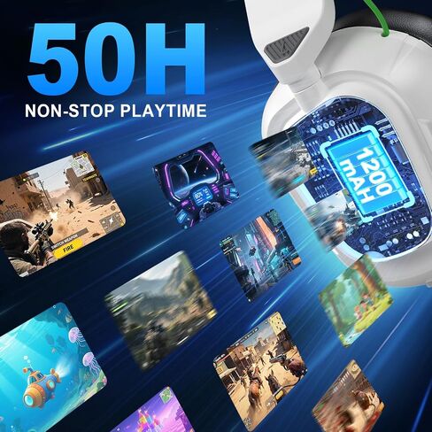 2.4GHz Wireless Gaming Headset for Xbox Series X/S, Xbox One, PS4, PS5, Switch, PC, Low Latency, 3D Surround Sound, Noise-Canceling Mic, 50+ Hr Battery in Kuwait