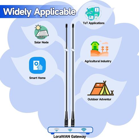 915Mhz Antenna 20cm SMA Male Long Range10dBi High Gain Flexible Meshtastic Soft Whip Omni Antenna with IPEX Extension Cable Adapter,2Pack in Kuwait