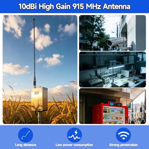 915Mhz Antenna 20cm SMA Male Long Range10dBi High Gain Flexible Meshtastic Soft Whip Omni Antenna with IPEX Extension Cable Adapter,2Pack in Kuwait