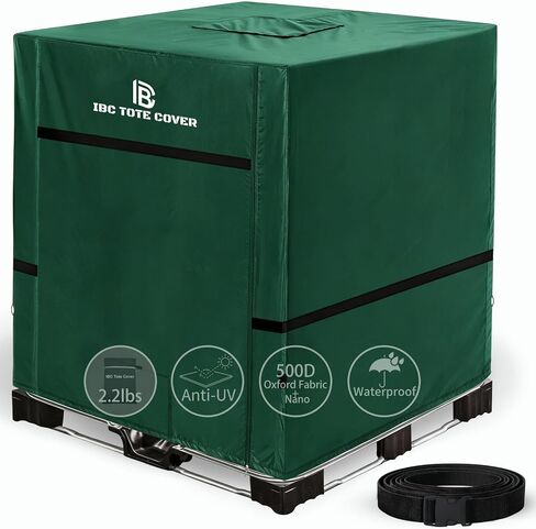 275 Gallon IBC Tote Cover, 500D Waterproof Thermal Cover, Zipper, Green in Kuwait