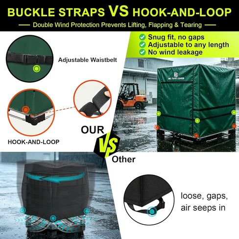 275 Gallon IBC Tote Cover, 500D Waterproof Thermal Cover, Zipper, Green in Kuwait