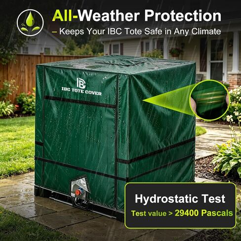 275 Gallon IBC Tote Cover, 500D Waterproof Thermal Cover, Zipper, Green in Kuwait