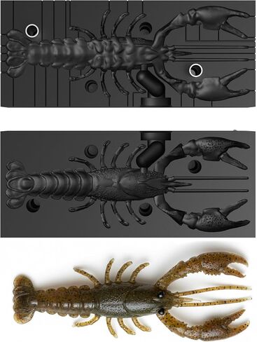 Soft Plastic Crawfish Lure Mold, 5 Inch Bass Fishing Bait Mold, Easy Lure Making Tool, No Release Oil Needed | CNC Machined | High Heat Resistant | No Bubbles, No Flash in Kuwait