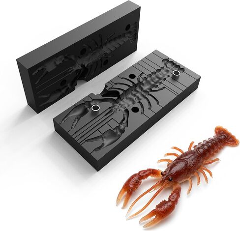 Soft Plastic Crawfish Lure Mold, 5 Inch Bass Fishing Bait Mold, Easy Lure Making Tool, No Release Oil Needed | CNC Machined | High Heat Resistant | No Bubbles, No Flash in Kuwait