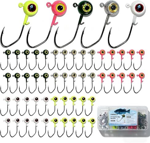 Crappie Jig Heads Kit, 45/50-Pack, 1/32oz, 1/16oz, 1/8oz, 5 Colors Fishing Jigs for Bass, Walleye, Panfish Freshwater Fishing in Kuwait