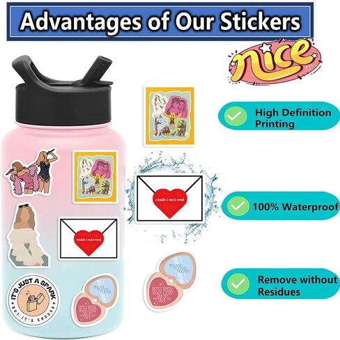 50pcs Music Singer Sabrina Carpenter Stickers Pack,Vinyl Waterproof Sticker Decals for Water Bottle, Laptop, Phone, Scrapbooking, Journaling Choice for Adults for Party Supply Decor in Kuwait