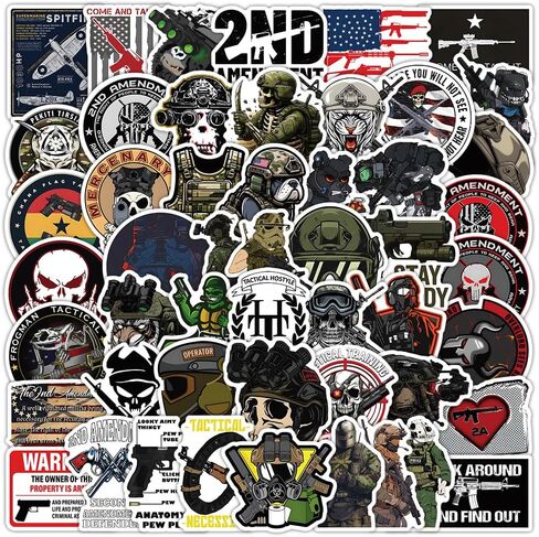 100pcs Tactical Stickers Pack for Teens，Tactical Sticker for Hard Hat，Military Decals for Water Bottle，Cool Decal for Laptop，Phone Case，Car，Guitar，Bumper，Skateboard，Funny Gifts for Adults/Kids/Boys in Kuwait