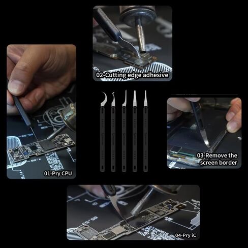 Integrated Rework Blade Set with Anti-Heating Handle Glue Removal Blade Chip Scraper Pry Knife Motherboard Chip Shovel Carving Tools for Phone CPU Chip Glue Remove Degumming Hard Disk Pry Hand Tool in Kuwait