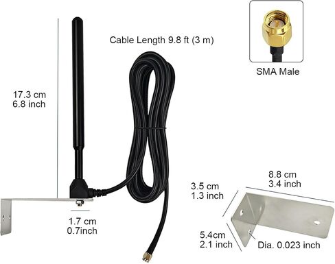 Extended Long Range Antenna Copper 433Mhz 433.92MHz 6.5-Inch Copper Rod with Base & SMA Compatible w/Ghost Controls Automati Garage Door Opener Gate Remote Control​ Signal Booster Range Extender in Kuwait