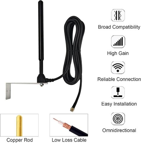 Extended Long Range Antenna Copper 433Mhz 433.92MHz 6.5-Inch Copper Rod with Base & SMA Compatible w/Ghost Controls Automati Garage Door Opener Gate Remote Control​ Signal Booster Range Extender in Kuwait