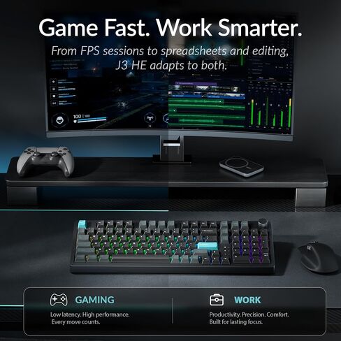 Keychron J3 HE Wireless Hall Effect Magnetic Switch Keyboard, 96% Layout with Numpad & Knob, Rapid Trigger, 1000Hz Polling Rate, Web-Customizable RGB for Mac, Windows & Linux in Kuwait