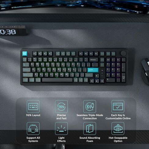 Keychron J3 HE Wireless Hall Effect Magnetic Switch Keyboard, 96% Layout with Numpad & Knob, Rapid Trigger, 1000Hz Polling Rate, Web-Customizable RGB for Mac, Windows & Linux in Kuwait