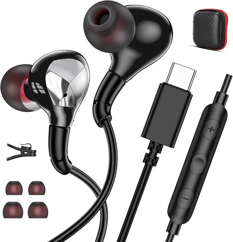 Jelanry USB-C Earbuds Wired in-Ear Type-C Headphones with Microphone, Black in Kuwait