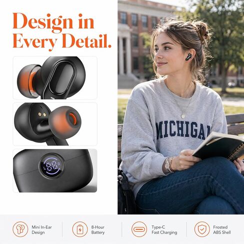 Wireless Earbuds Bluetooth 6.0, Bass Stereo Sound with ENC Noise Cancelling Mic, LED Power Display, IP7 Waterproof, 60H Playtime, Ergonomic in-Ear Earphones for Phone Sport Laptop – Black in Kuwait