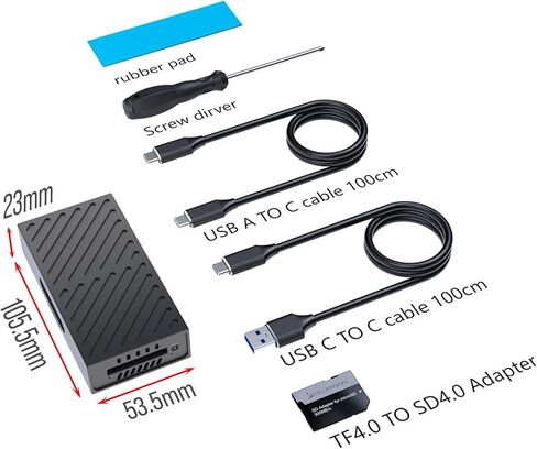 3-in-1 M.2 NVMe SSD & CFexpress B Type & SD Card-Reader and Enclosure,USB3.2 Type C 10Gbps,with Silent Fan Active Cooling,Compatible with M1/M2/M3/M4 Mac,Aluminum USB-C to PCIe NVMe Adapter (8130B) in Kuwait