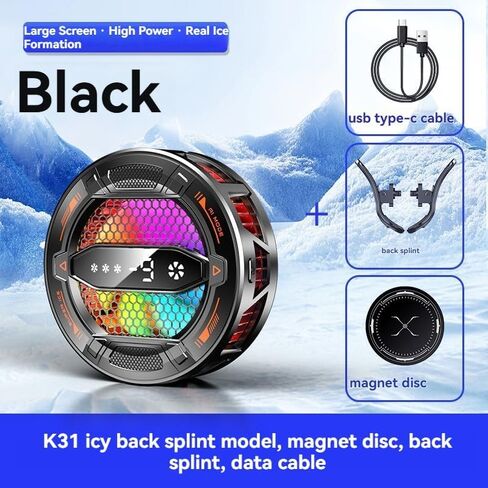 New Model Mobile Phone Heat Sink - Magnetic Suction, semiconductor Cooling, Freezing, Digital Display, AI Intelligent, Cool and Stylish Gaming and Esports Heat Sink (K31 Black) in Kuwait