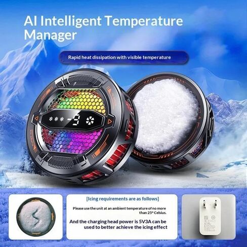 New Model Mobile Phone Heat Sink - Magnetic Suction, semiconductor Cooling, Freezing, Digital Display, AI Intelligent, Cool and Stylish Gaming and Esports Heat Sink (K31 Black) in Kuwait