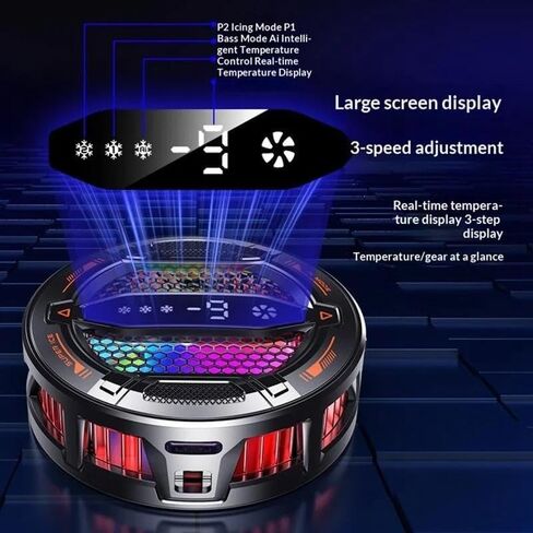 New Model Mobile Phone Heat Sink - Magnetic Suction, semiconductor Cooling, Freezing, Digital Display, AI Intelligent, Cool and Stylish Gaming and Esports Heat Sink (K31 Black) in Kuwait