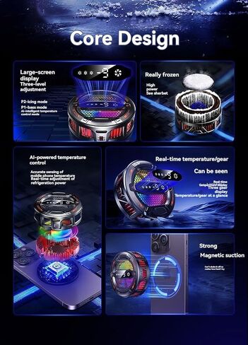 New Model Mobile Phone Heat Sink - Magnetic Suction, semiconductor Cooling, Freezing, Digital Display, AI Intelligent, Cool and Stylish Gaming and Esports Heat Sink (K31 Black) in Kuwait