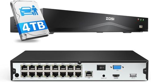 ZOSI 4K 16CH POE NVR with 4TB HDD, 16 Channel 8MP Network Video Recorder in Kuwait
