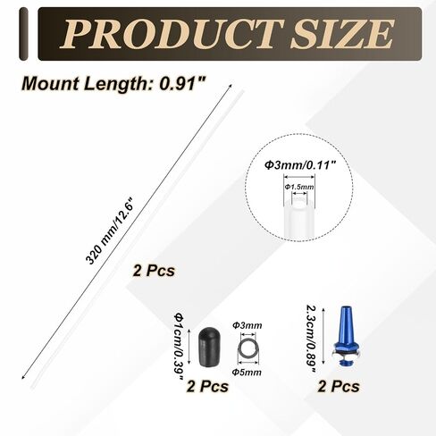 uxcell 320mm Plastic Protection Antenna Tube, RC Antenna Tube with Mount and Cap for RC Car Boat Drone Receiver(White Blue Tone, 2 Pcs) in Kuwait