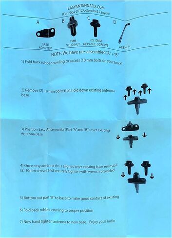 Easy Antenna Kit - Compatible with Chevy Colorado and GMC Canyon Years 2004-2010 - Made in The USA in Kuwait