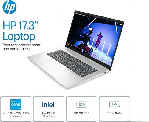 Customized HP 17.3" HD+ Laptop, Intel 8-Core i3 CPU, 16GB|512GB, WIN 11 Pro in Kuwait