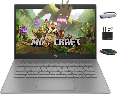 HP Chromebook 14" HD Premium Laptop Computer for Student Business, Quad-Core Celeron N4120 Processor, 4GB RAM, 564GB Storage (64GB eMMC + 500GB Ext), Webcam, Long Battery, Chrome OS +MarxsolAccessory in Kuwait