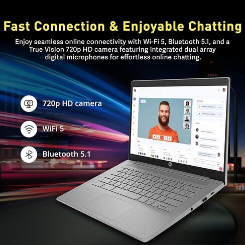 HP Chromebook 14" HD Premium Laptop Computer for Student Business, Quad-Core Celeron N4120 Processor, 4GB RAM, 564GB Storage (64GB eMMC + 500GB Ext), Webcam, Long Battery, Chrome OS +MarxsolAccessory in Saudi Arabia