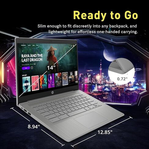 HP Chromebook 14" HD Premium Laptop Computer for Student Business, Quad-Core Celeron N4120 Processor, 4GB RAM, 564GB Storage (64GB eMMC + 500GB Ext), Webcam, Long Battery, Chrome OS +MarxsolAccessory in Kuwait