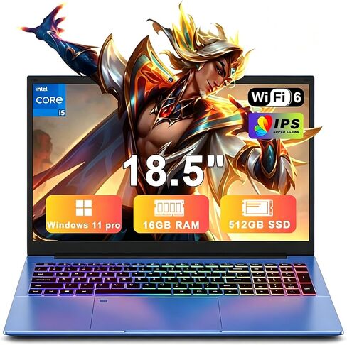 XNQ Laptop Computer, 18 Inch Gaming Laptop 2026, Window 11 Pro Lap Top PC, Core i5-1038NG7, 16GB RAM 1TB TF Expand, 512GB SSD, 1080p FHD IPS, Fingerprint, Wifi6 Business, School, Work, Student, Kids in Kuwait