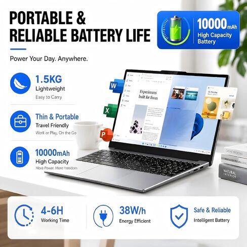 15.6-inch laptop,8GB DDR 256GB SSD expandable to 1TB,portable laptop computer, AMD CPU up to 3.2 GHz, Numeric Keypad,10000mAh battery,USB3.0 interface,WiFi5,BT4.2, webcam, Type-C,Numpad,slim laptops in Saudi Arabia